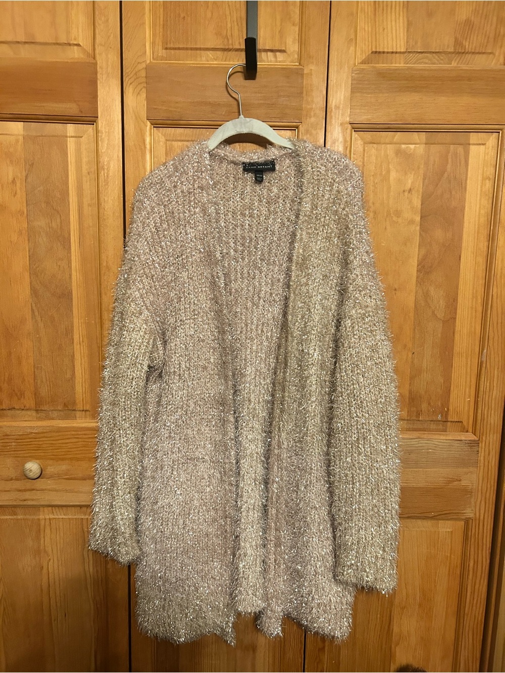 Lane Bryant Metallic rose Open-Front Cardigan